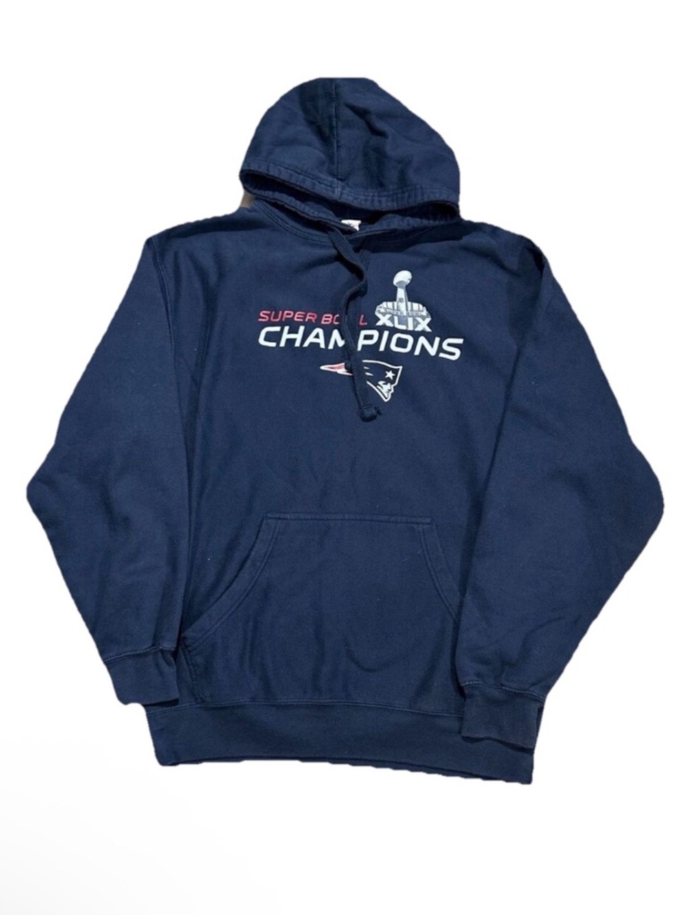 New England Patriots NFL Super Bowl Champions XLIX Men's Navy Hoodie Large
